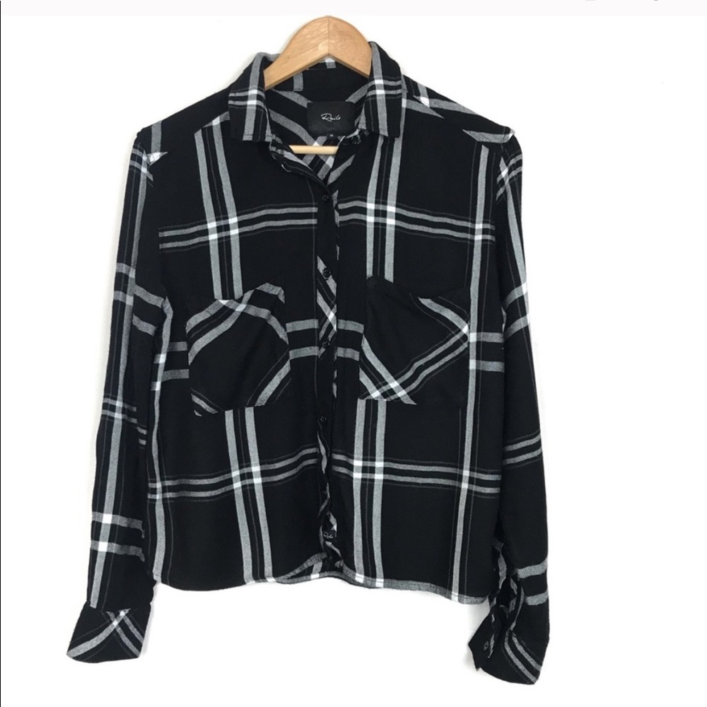 Rails Dylan Plaid Button Down Shirt Black Medium